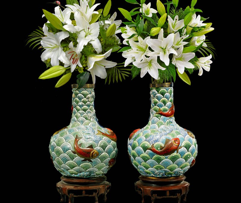 Fish Vases and Lillies